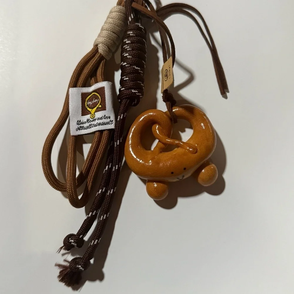 Braided Rope Bag Pendant High-grade Keychain Cute Bread Pendant Chocolate